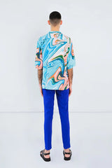 CUBAN COLLAR SHIRT IN PAINT SWIRL PRINT loveheroldn