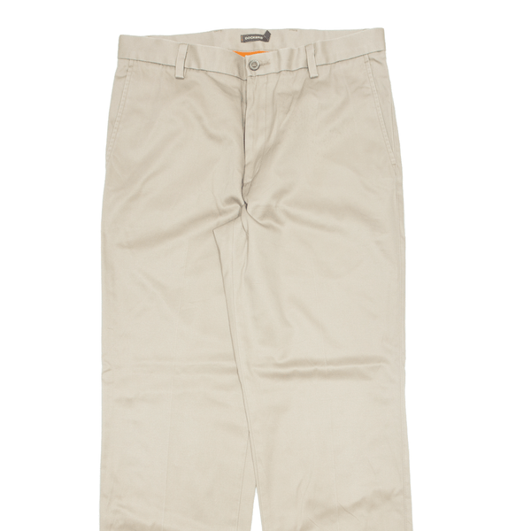 DOCKERS D2 Khaki Mens Trousers Beige Regular Straight W34 L32