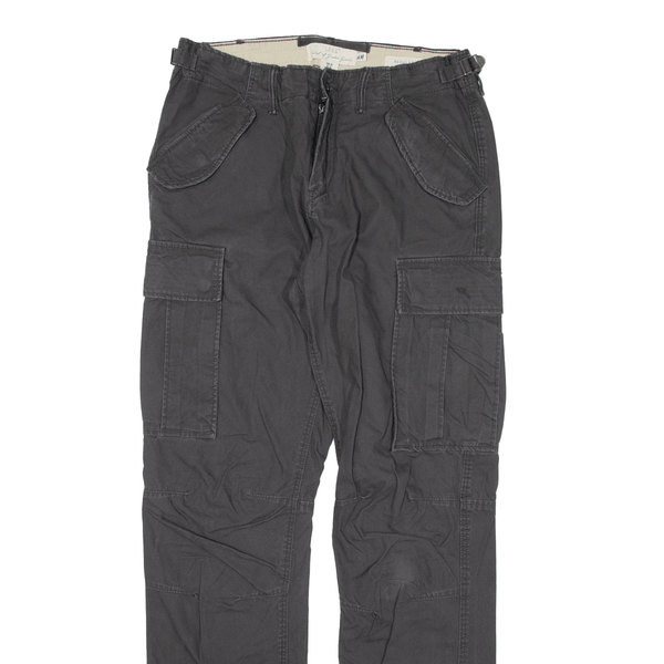 H&M Cargo Mens Trousers Grey Regular Straight W30 L31