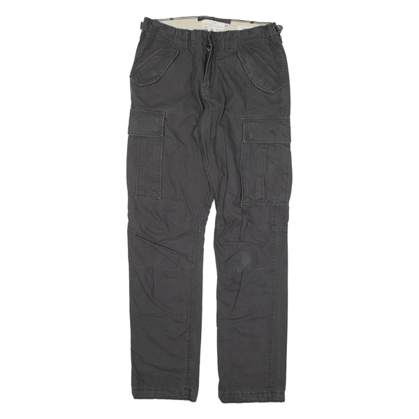 H&M Cargo Mens Trousers Grey Regular Straight W30 L31