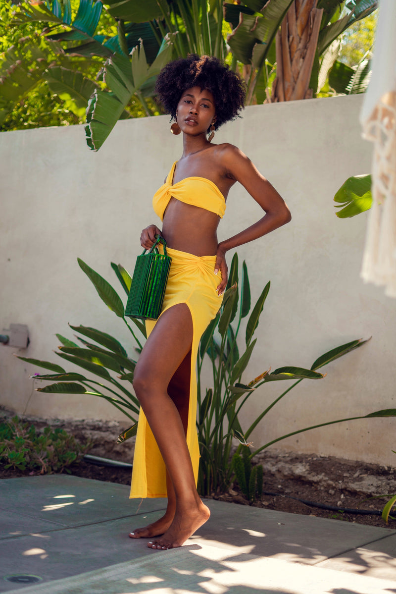 Fresca Two-Piece Crop Top & Skirt Set - Yellow