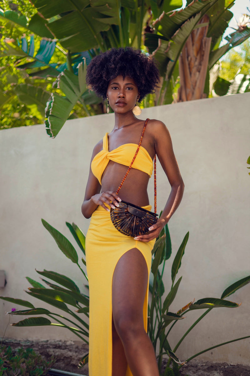 Fresca Two-Piece Crop Top & Skirt Set - Yellow