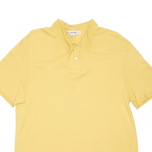 CALVIN KLEIN Yellow Short Sleeve Polo Shirt Mens XL