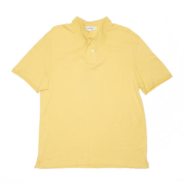 CALVIN KLEIN Yellow Short Sleeve Polo Shirt Mens XL