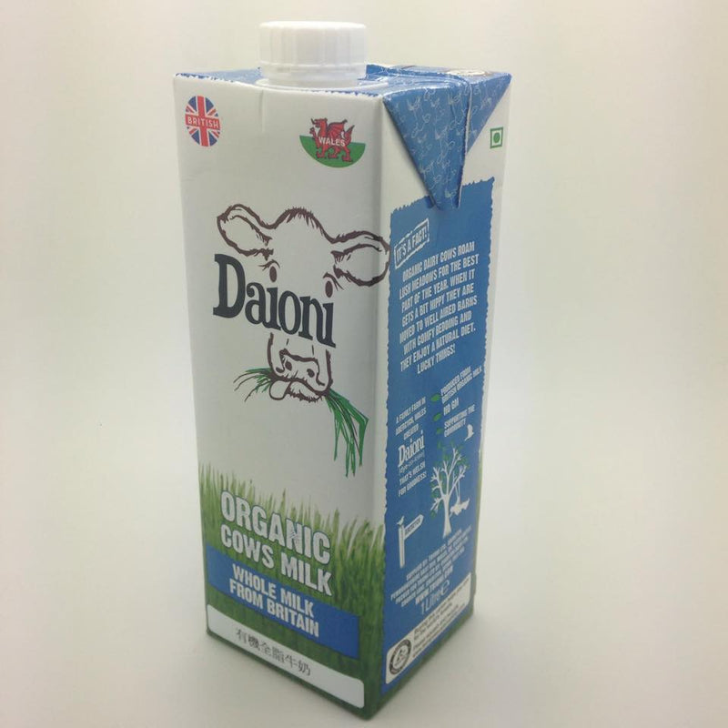 Daioni Organic British Cow's Milk Whole 3.5% Fat 1L (Case Pack of 12)