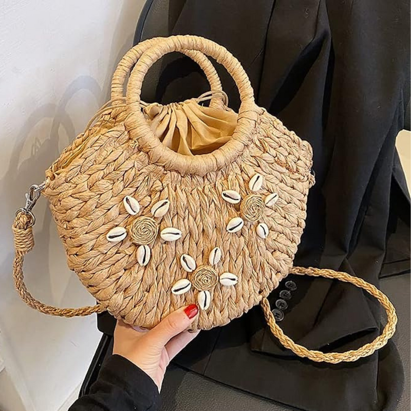 Bali Handwoven Seashell Straw Tote