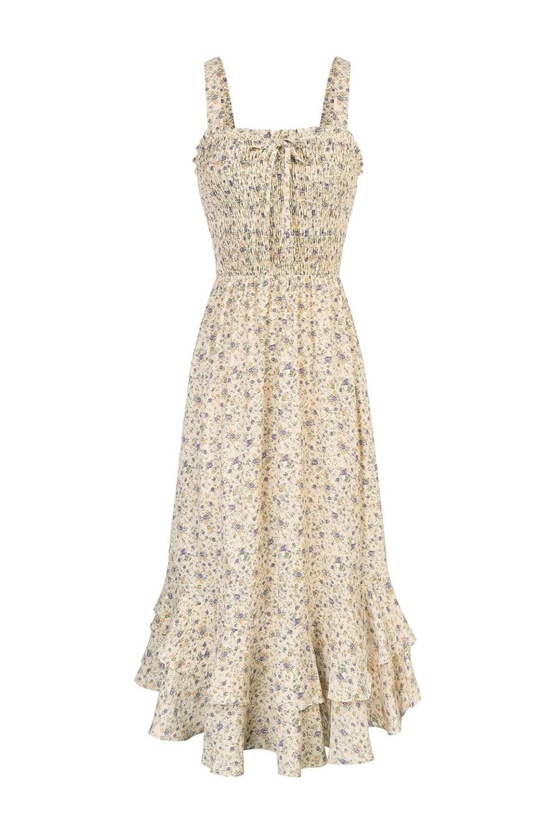 Positano Floral Maxi Dress - Biege