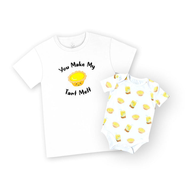 Mommy & Me Set Organic Cotton T-Shirt + Onesie - Egg Tart