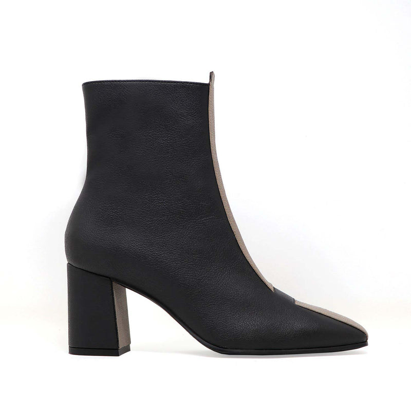 JAYNE black/taupe vegan apple leather boots