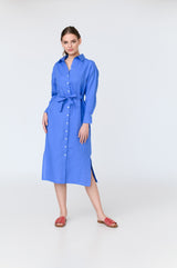 Luna - dropped sleeve linen midi shirt dress