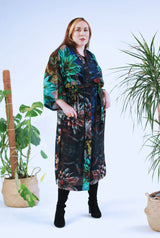 Love Hero Printed Kimono in Dark Nature