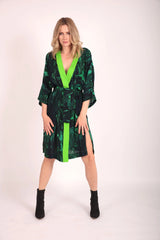 Love Hero Printed Kimono in Green Swirl