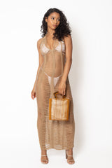 Bali Dream Crochet Cover Up Maxi Dress - Beige