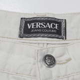 VERSACE JEANS COUTURE Mens Trousers Cream Relaxed Straight Linen W34 L32