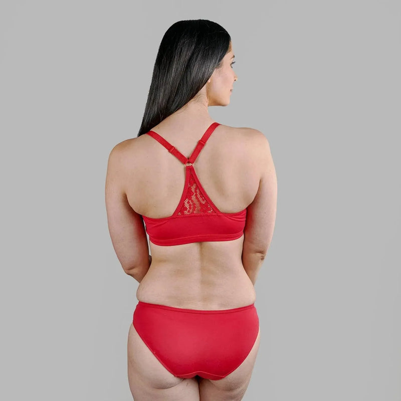 Passion Red - Lace Organic Cotton & Silk Bralette