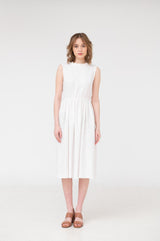 Mabel – Ruffled Open Back Linen Midi Dress