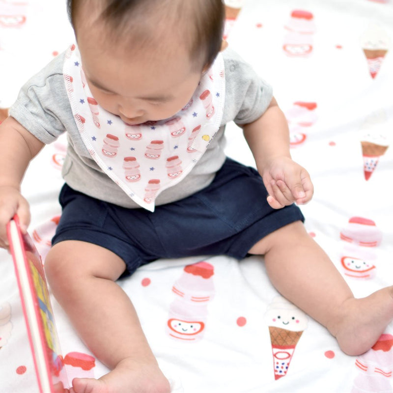 Minky Fleece Sensory Baby Blanket - Yogurt Drink + Ice Cream