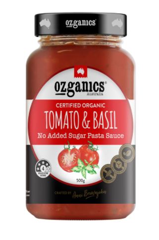 Ozganics Tomato & Basil Pasta Sauce 500g