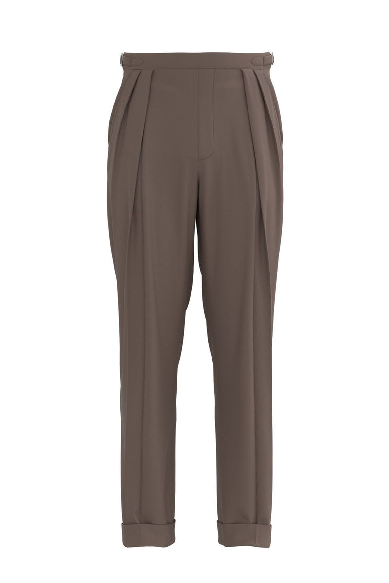 Pleated Wide Leg Trouser in Beige