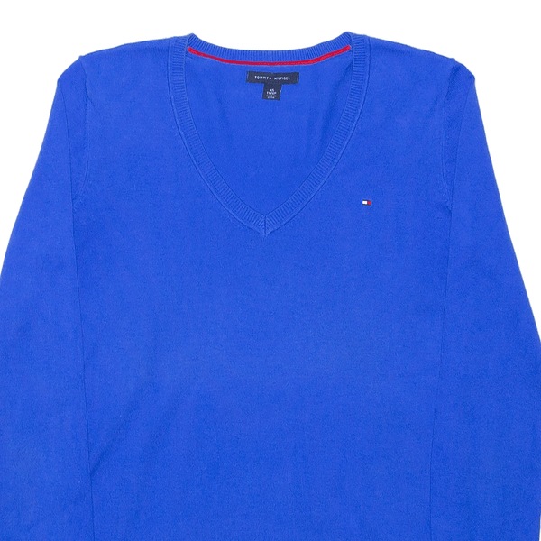 TOMMY HILFIGER Blue V-Neck Jumper Womens XS