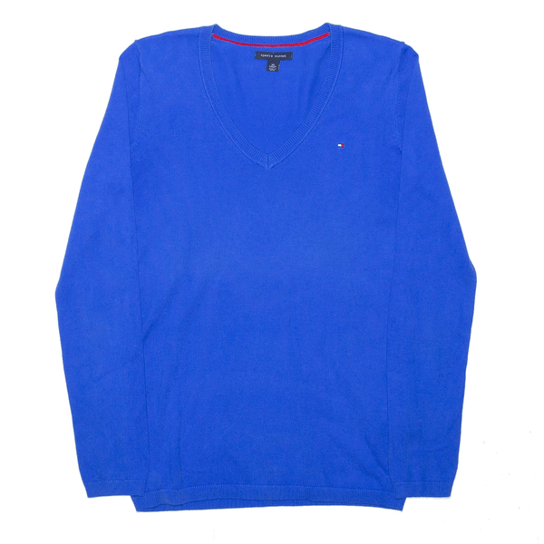 TOMMY HILFIGER Blue V-Neck Jumper Womens XS