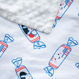 Minky Fleece Sensory Baby Blanket - White Bunny Candy