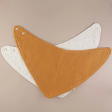 Set of 2 Muslin Organic Cotton Bandana Bibs - Mustard and Beige