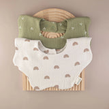 Set of 2 Muslin Organic Cotton Petal Bibs - Rainbow and Cherry