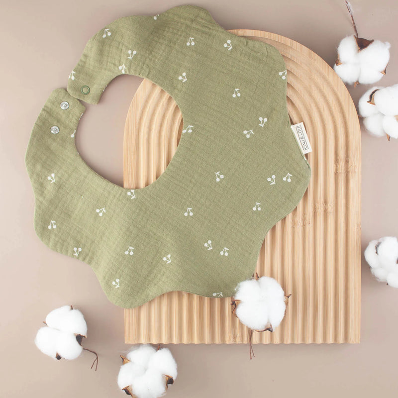 Moss Green Muslin Organic Cotton Petal Bib