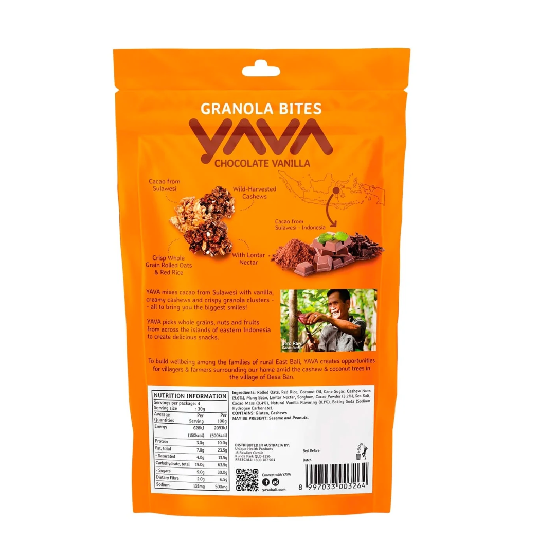 YAVA Granola Bites Chocolate Vanilla 125g