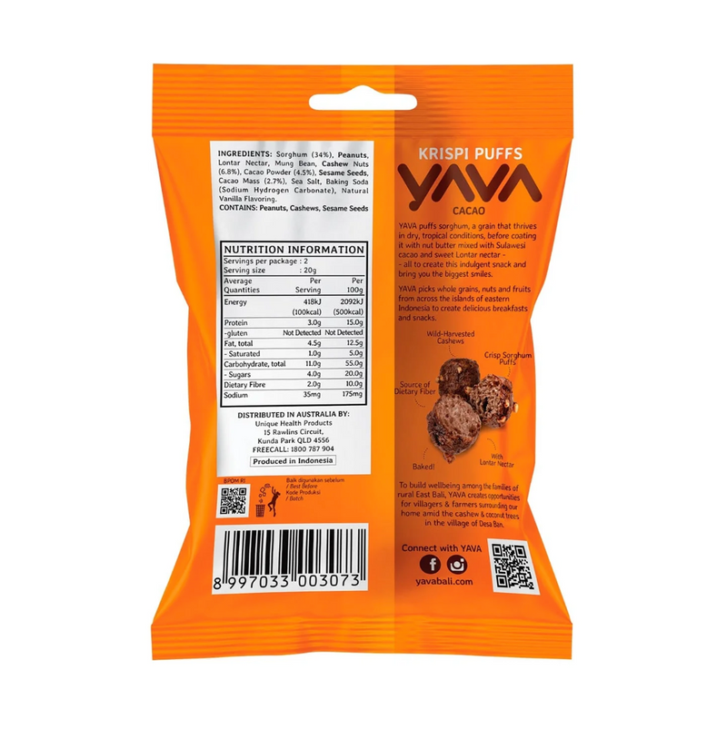 YAVA Krispi Puffs Cacao 45g