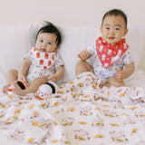 Organic Cotton Bandana Bibs 2pcs Set - Fortune Lucky Cat Maneki Neko