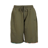 Upcycled - Jogger Shorts in Moss Green with Paint Stroke