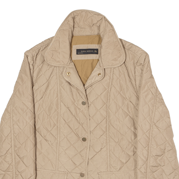 ZARA WOMAN Womens Quilted Jacket Beige L