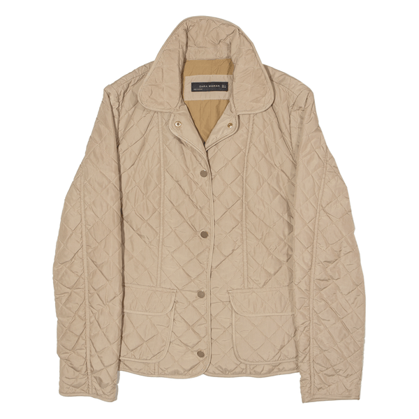 ZARA WOMAN Womens Quilted Jacket Beige L