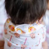 Organic Cotton Bandana Bibs 2pcs Set - White Bunny Candy + Ice Cream