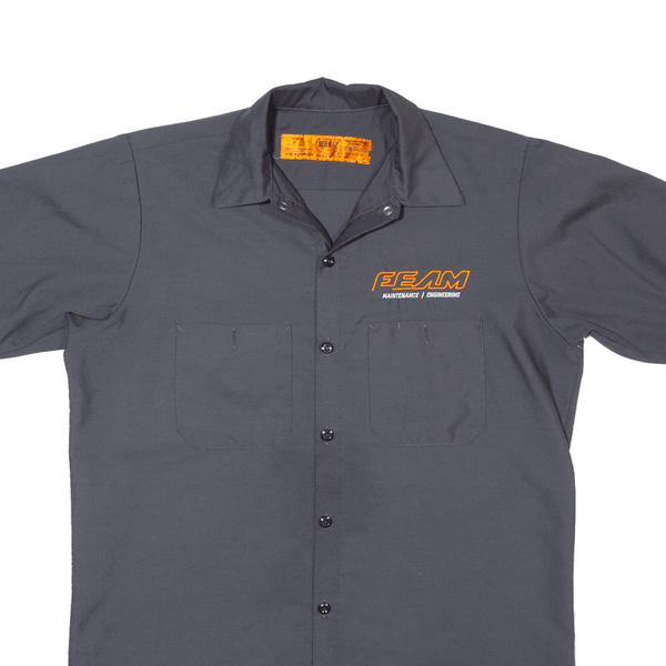 RED KAP Mens Worker Shirt Grey Short Sleeve M