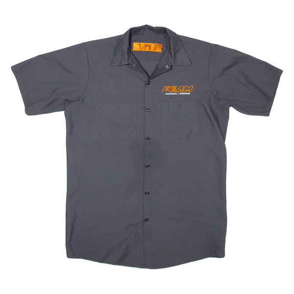 RED KAP Mens Worker Shirt Grey Short Sleeve M