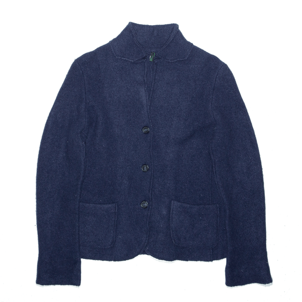 STILE BENETTON Blue Knit Wool Jacket Womens S