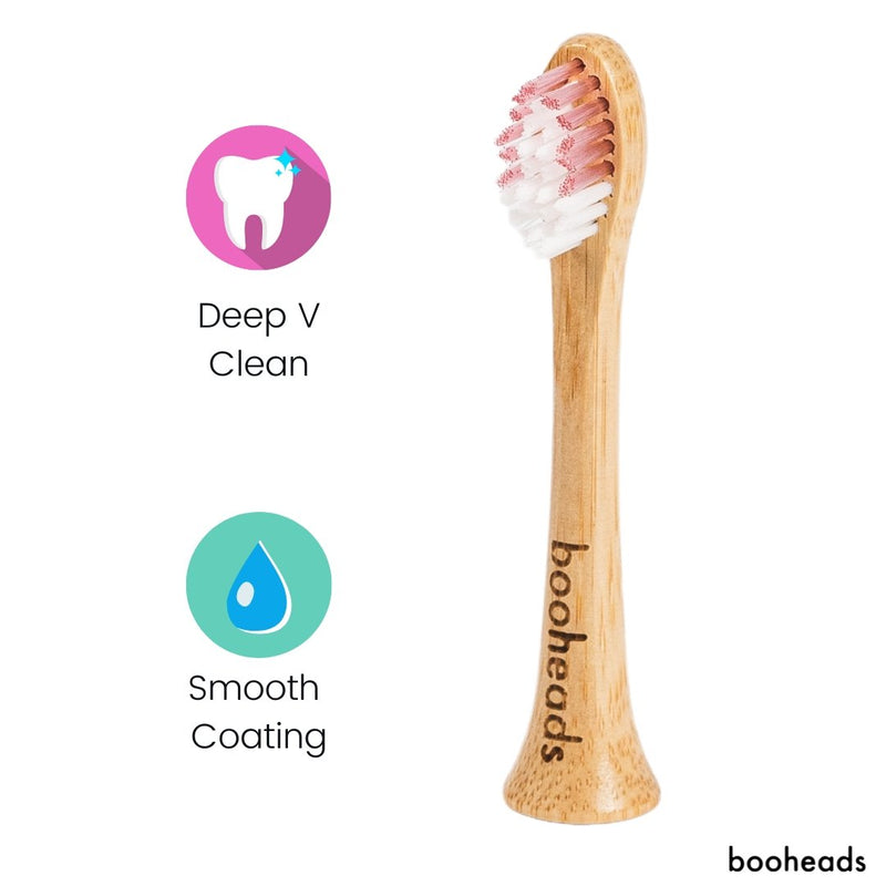 booheads - 2PK - Bamboo Electric Toothbrush Heads - Deep Clean - PINK EDITION | Compatible with Sonicare | Biodegradable Eco Friendly Sustainable - booheads