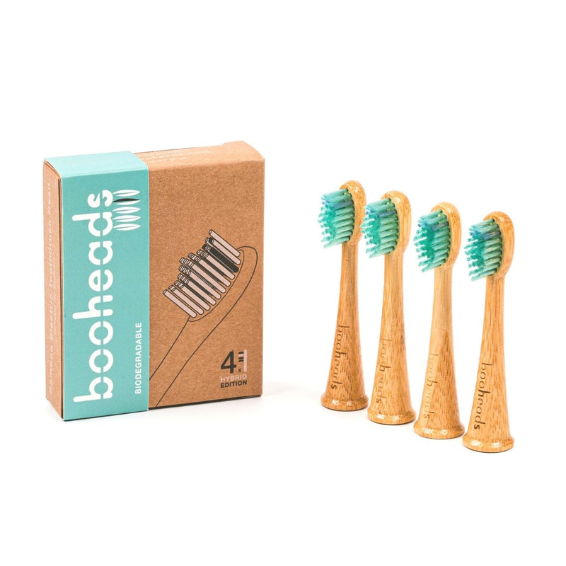 booheads - 4PK - Bamboo Electric Toothbrush Heads - Hybrid Edition | Compatible with Sonicare | Biodegradable Eco Friendly Sustainable - booheads