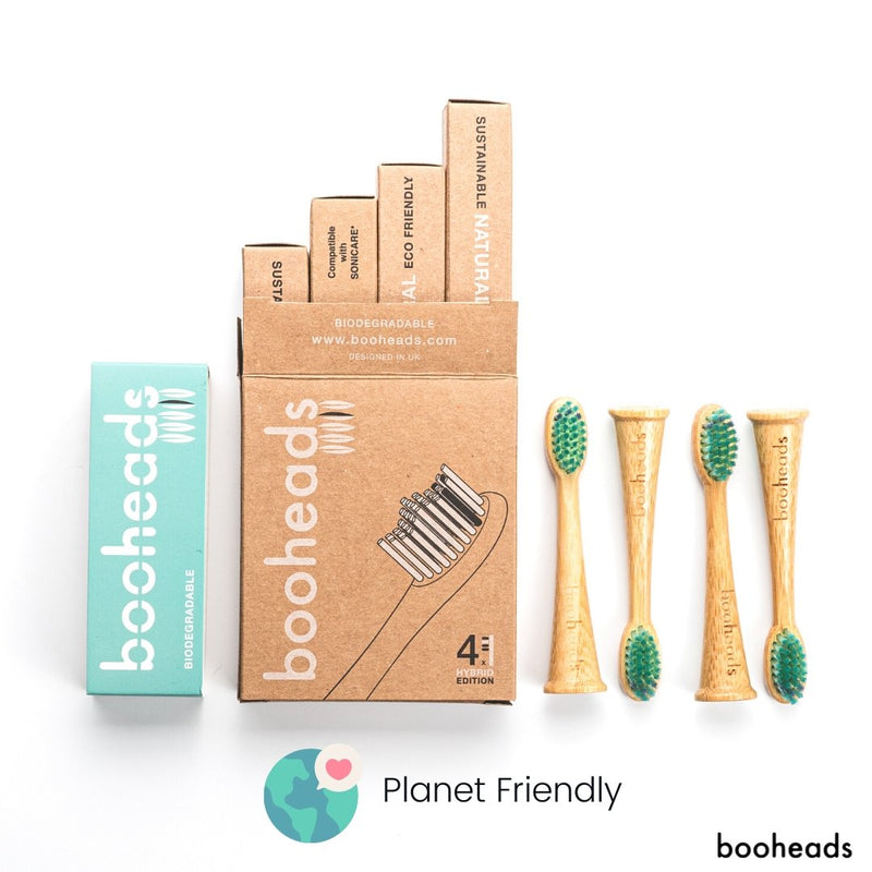 booheads - 4PK - Bamboo Electric Toothbrush Heads - Hybrid Edition | Compatible with Sonicare | Biodegradable Eco Friendly Sustainable - booheads