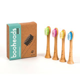 booheads - 4PK - Bamboo Electric Toothbrush Heads - Polish Clean - Multicolour | Compatible with Sonicare | Biodegradable Eco Friendly Sustainable - booheads