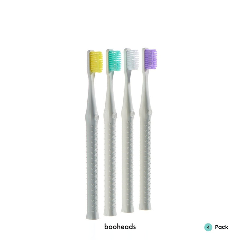 booheads - 4PK - Zero Waste Eco Toothbrushes | Biodegradable, Recyclable and Plant-based - booheads