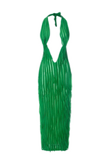 Seminyak Sunset Plunge Halter Maxi Dress - Green