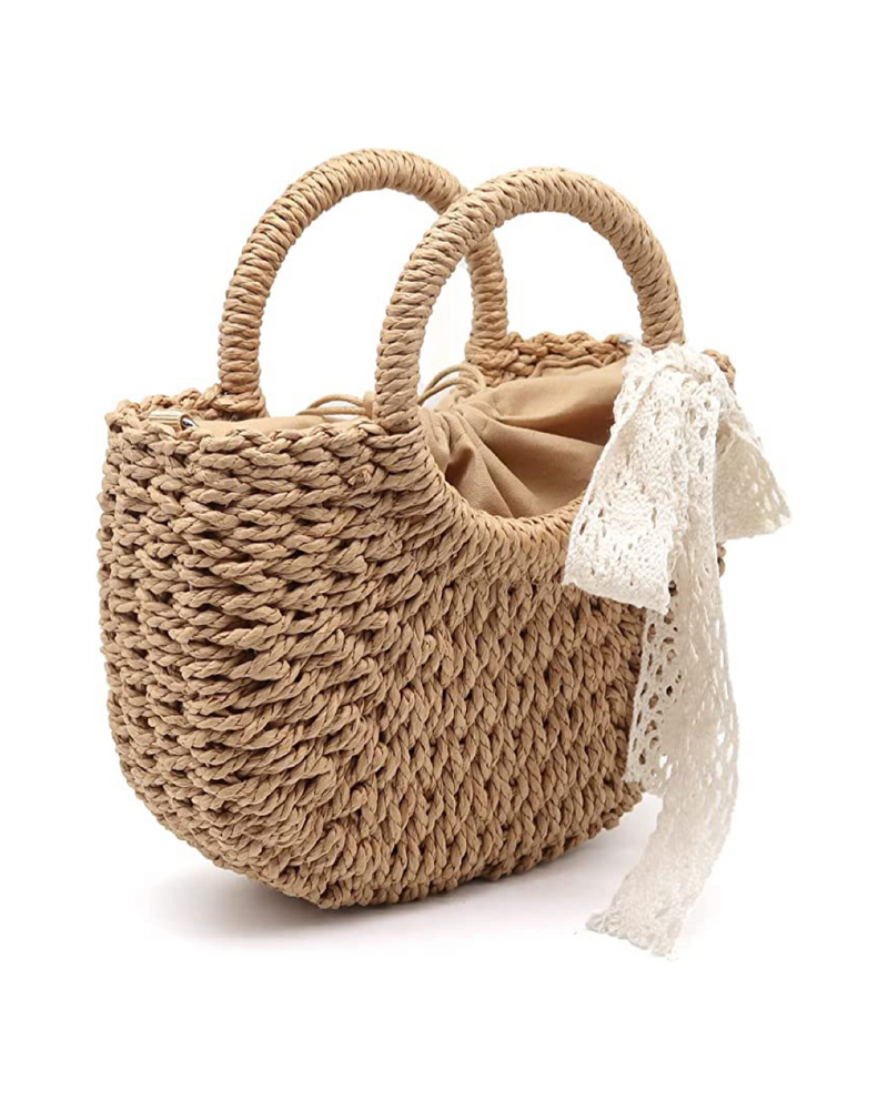 Mini Handwoven Tote Bag - Khaki