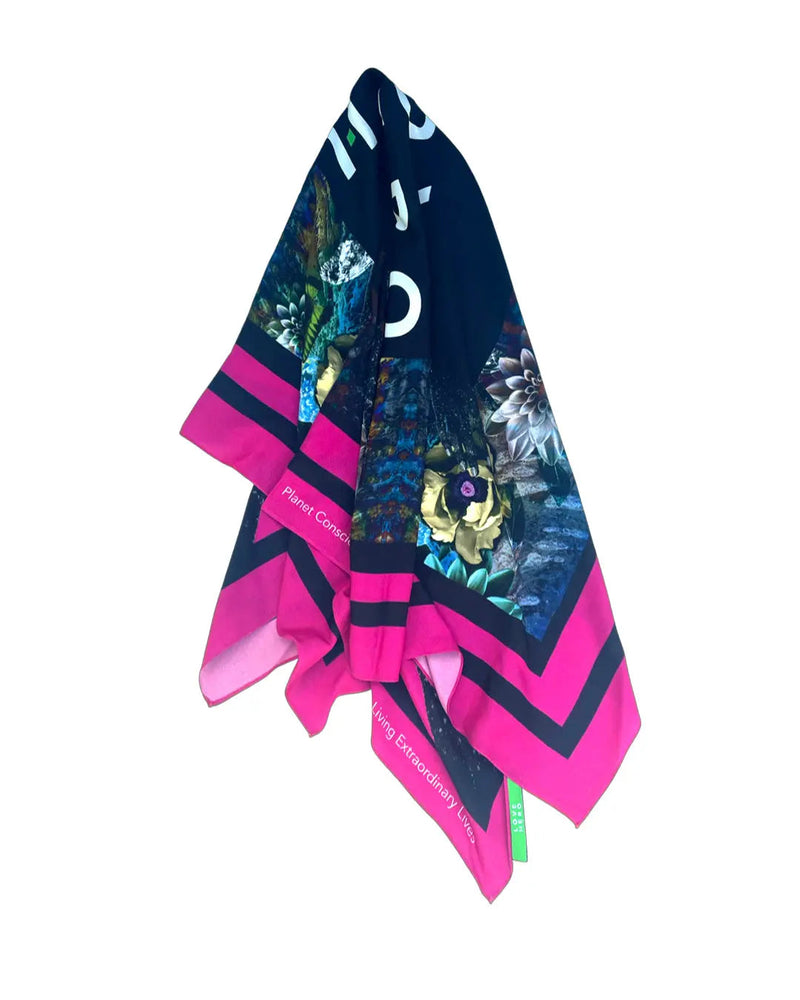 Dark Nature Scarf with Pink Border